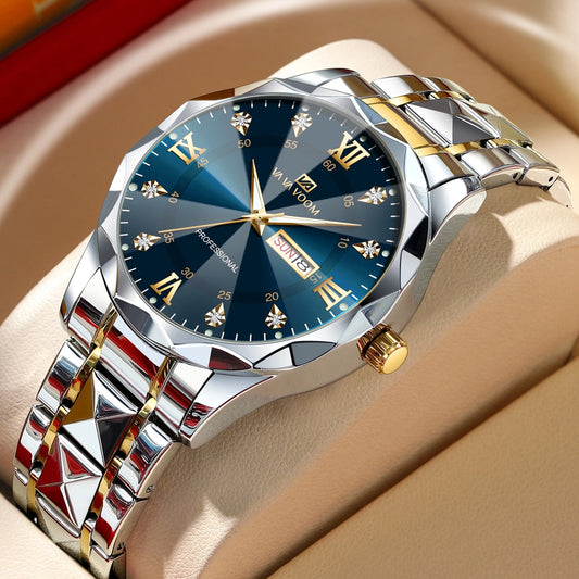 Julius Caesar Diamond Watch – 41MM Luxury, Night Glow & Dual Calendar