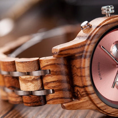 Nefertiti Wooden Watch – Luxury Chronograph, Auto Date & Quartz Elegance