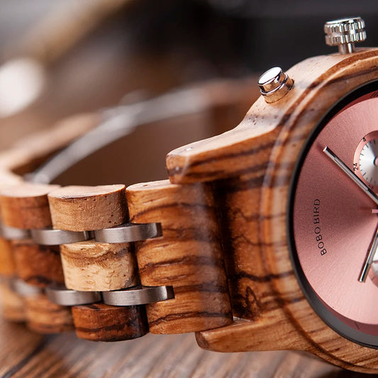 Nefertiti Wooden Watch – Luxury Chronograph, Auto Date & Quartz Elegance