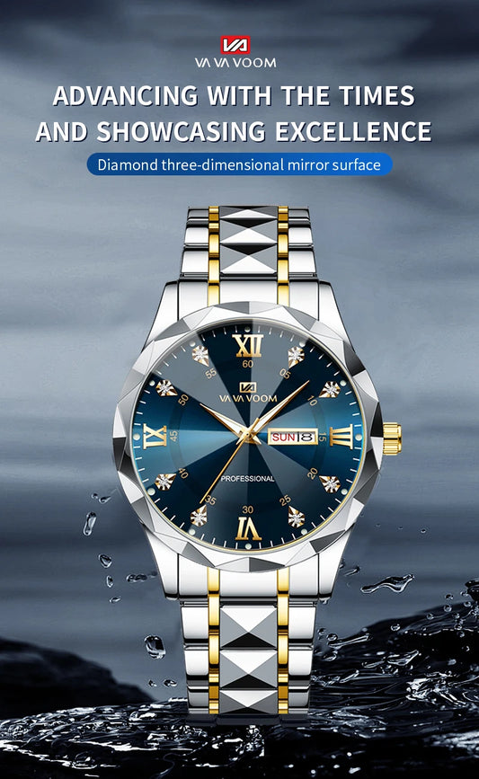 Julius Caesar Diamond Watch – 41MM Luxury, Night Glow & Dual Calendar