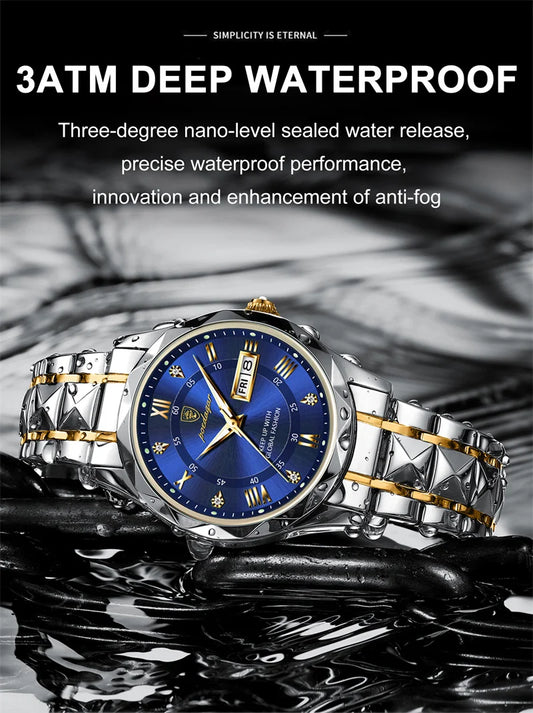 Zephyros Quartz Watch – Green Dial, Waterproof & Luminous Steel Design