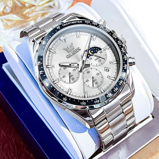 Hector Chrono Watch – Green Dial, Multifunctional & Waterproof Leather Design