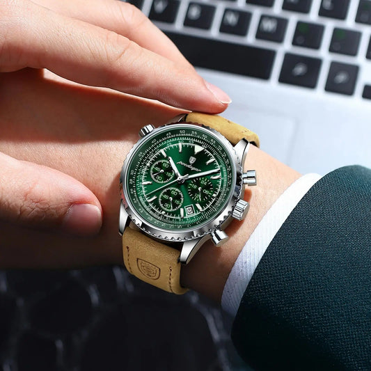 Charon Luxus Herren uhr  Wasserdicht Chronograph Leder