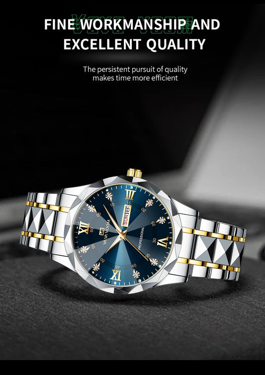 Julius Caesar Diamond Watch – 41MM Luxury, Night Glow & Dual Calendar