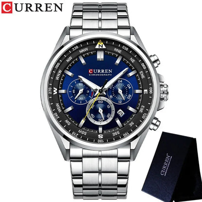 Cassius Chrono Watch – Military Sport, Waterproof & Silver Steel Design