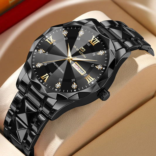 Julius Caesar Diamond Watch – 41MM Luxury, Night Glow & Dual Calendar