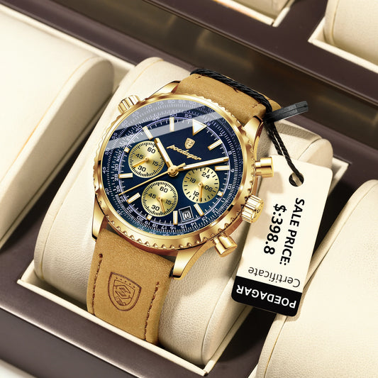 Charon Luxus Herren uhr  Wasserdicht Chronograph Leder
