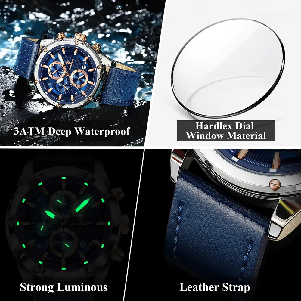 Maximus Sport Watch – Military Style, Waterproof, Luminous & Leather Quartz Chrono