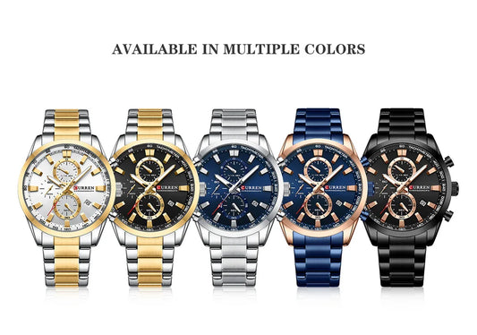 Flavius Chrono Watch – Sporty Elegance, Stainless Steel & Date Display