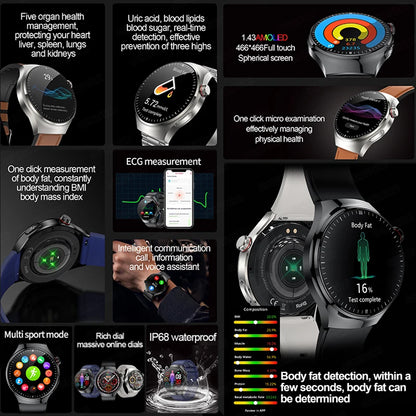 SmartWatch Genny - 2024 Gesundheits-Smartwatch | EKG, Blutzucker, Herzfrequenz, Blutdruck