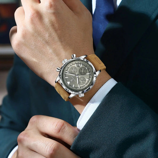Hector Chrono Watch – Fashion Quartz, Waterproof & Luminous Leather Design