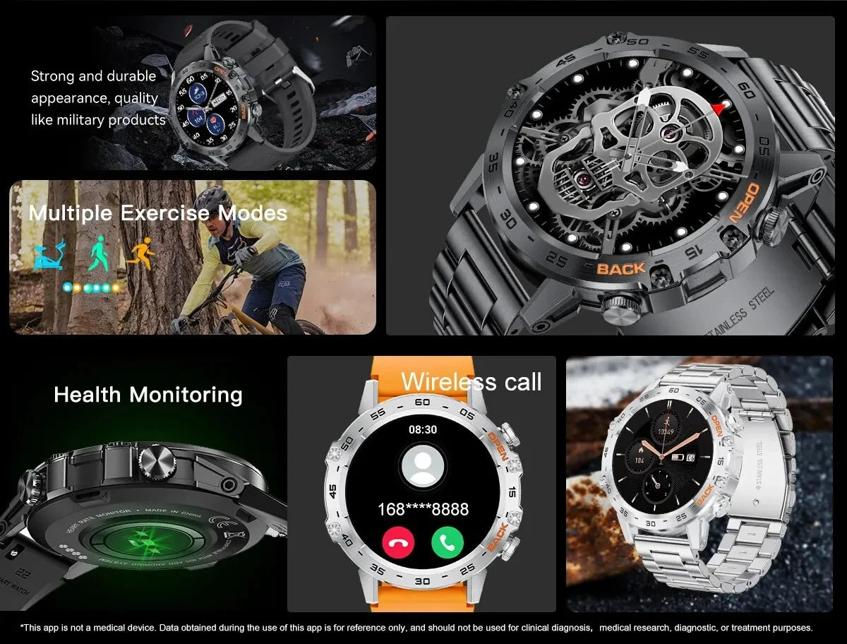 1.39" Bluetooth Smartwatch für Männer – Fitness, Herzfrequenz, Gesundheitsmonitoring, Android & IOS.