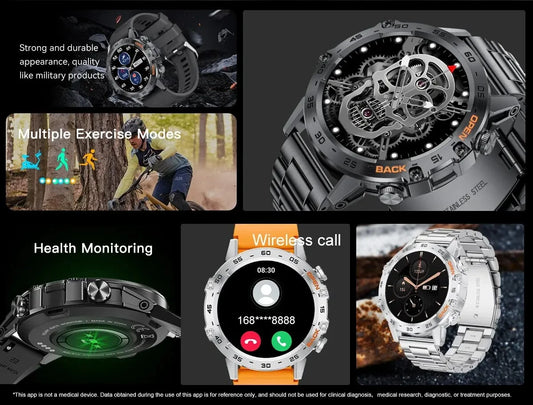 1.39" Bluetooth Smartwatch für Männer – Fitness, Herzfrequenz, Gesundheitsmonitoring, Android & IOS.