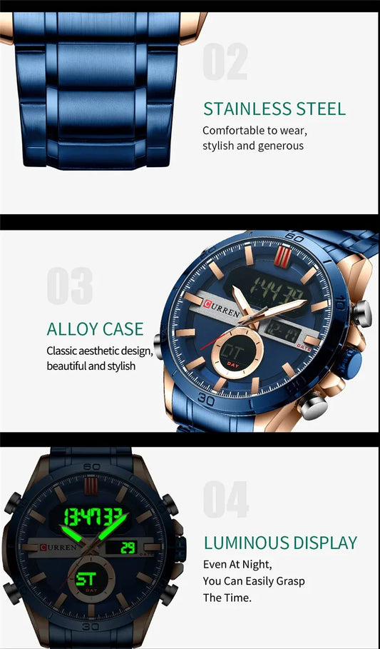 Trajan Chrono Watch – Luxury Military Sport, Silver Steel & Quartz Precision