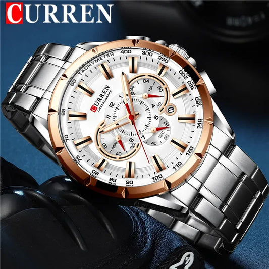 Hadrian Chrono Watch – Military Sport, Waterproof & Stainless Steel Elegance