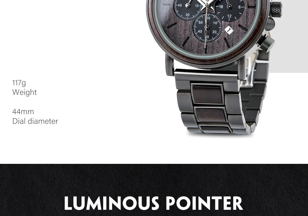Tiberius Holz Stil Herren Uhr