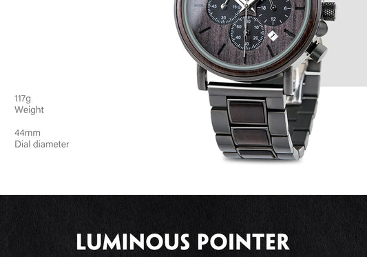 Tiberius Holz Stil Herren Uhr
