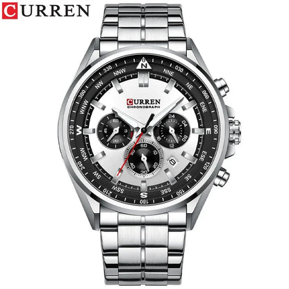 Cassius Chrono Watch – Military Sport, Waterproof & Silver Steel Design