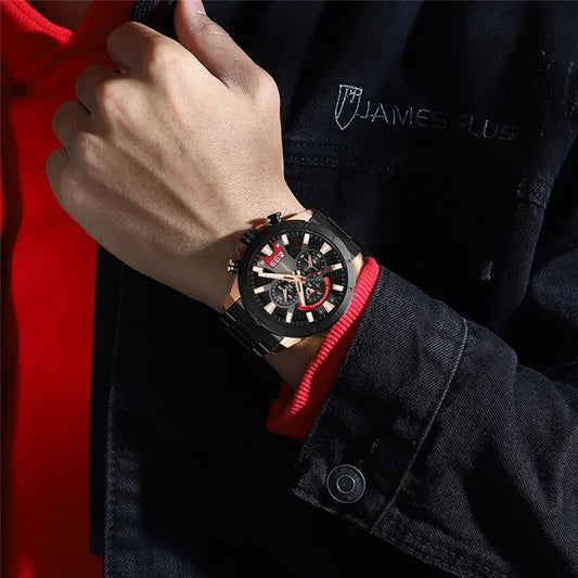 Hadrian Chrono Watch – Military Sport, Waterproof & Stainless Steel Elegance