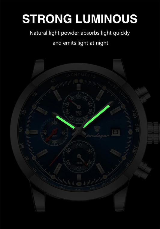 Scipio Chrono Watch – Luxury, Waterproof, Luminous & Leather Date Design