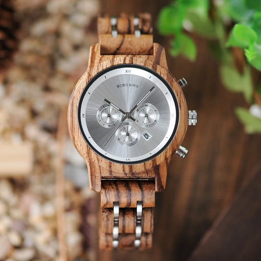 Nefertiti Wooden Watch – Luxury Chronograph, Auto Date & Quartz Elegance