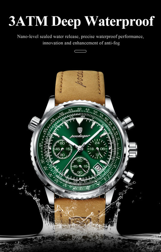 Charon Luxus Herren uhr  Wasserdicht Chronograph Leder