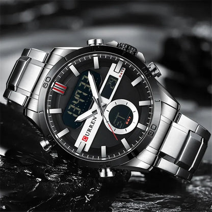 Trajan Chrono Watch – Luxury Military Sport, Silver Steel & Quartz Precision