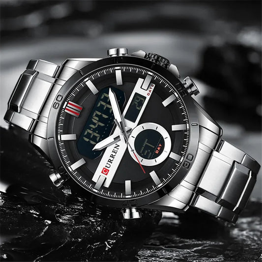 Trajan Chrono Watch – Luxury Military Sport, Silver Steel & Quartz Precision