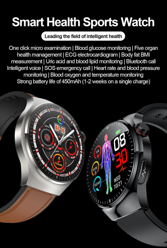 SmartWatch Genny - 2024 Gesundheits-Smartwatch | EKG, Blutzucker, Herzfrequenz, Blutdruck