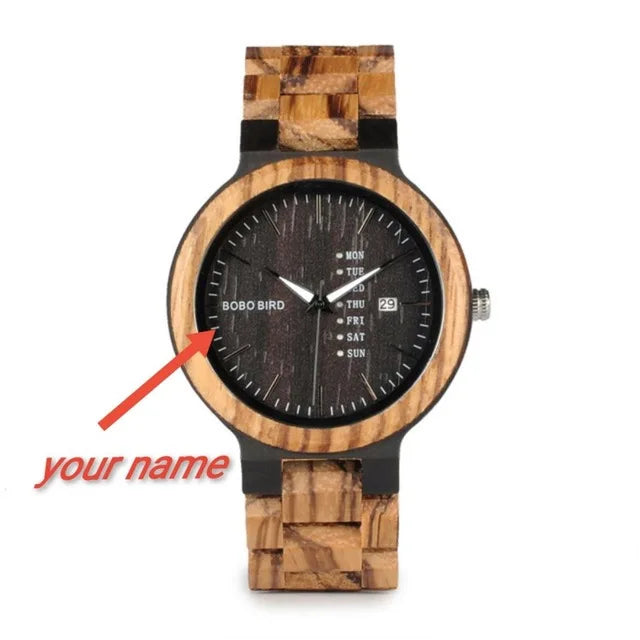 Orpheus Wooden Watch – Colorful Quartz, Week Date & Couple’s Gift