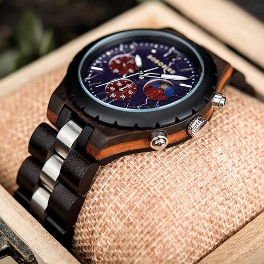 Diomedes Wooden Watch – Luxury Chronograph, Military Quartz Precision