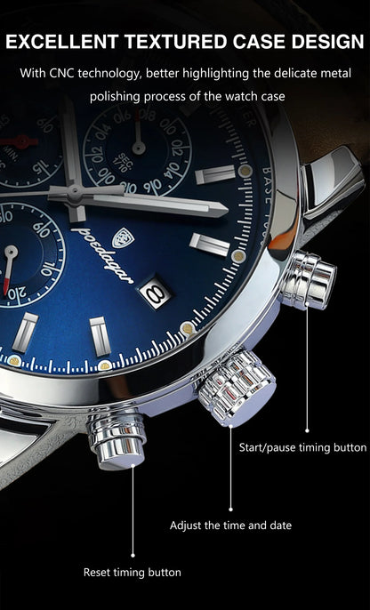 Scipio Chrono Watch – Luxury, Waterproof, Luminous & Leather Date Design