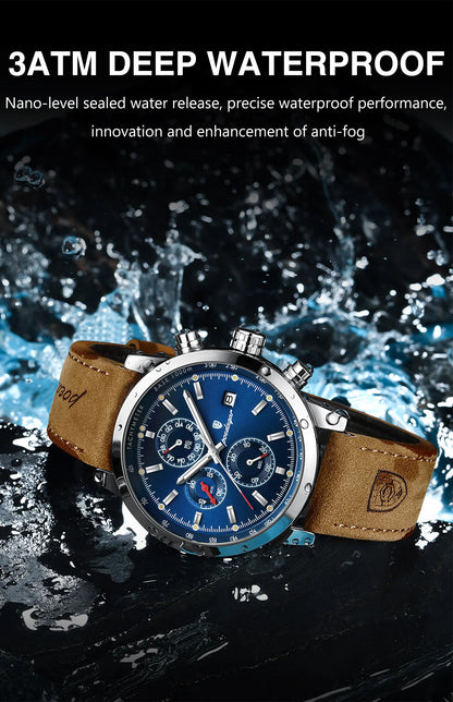 Scipio Chrono Watch – Luxury, Waterproof, Luminous & Leather Date Design
