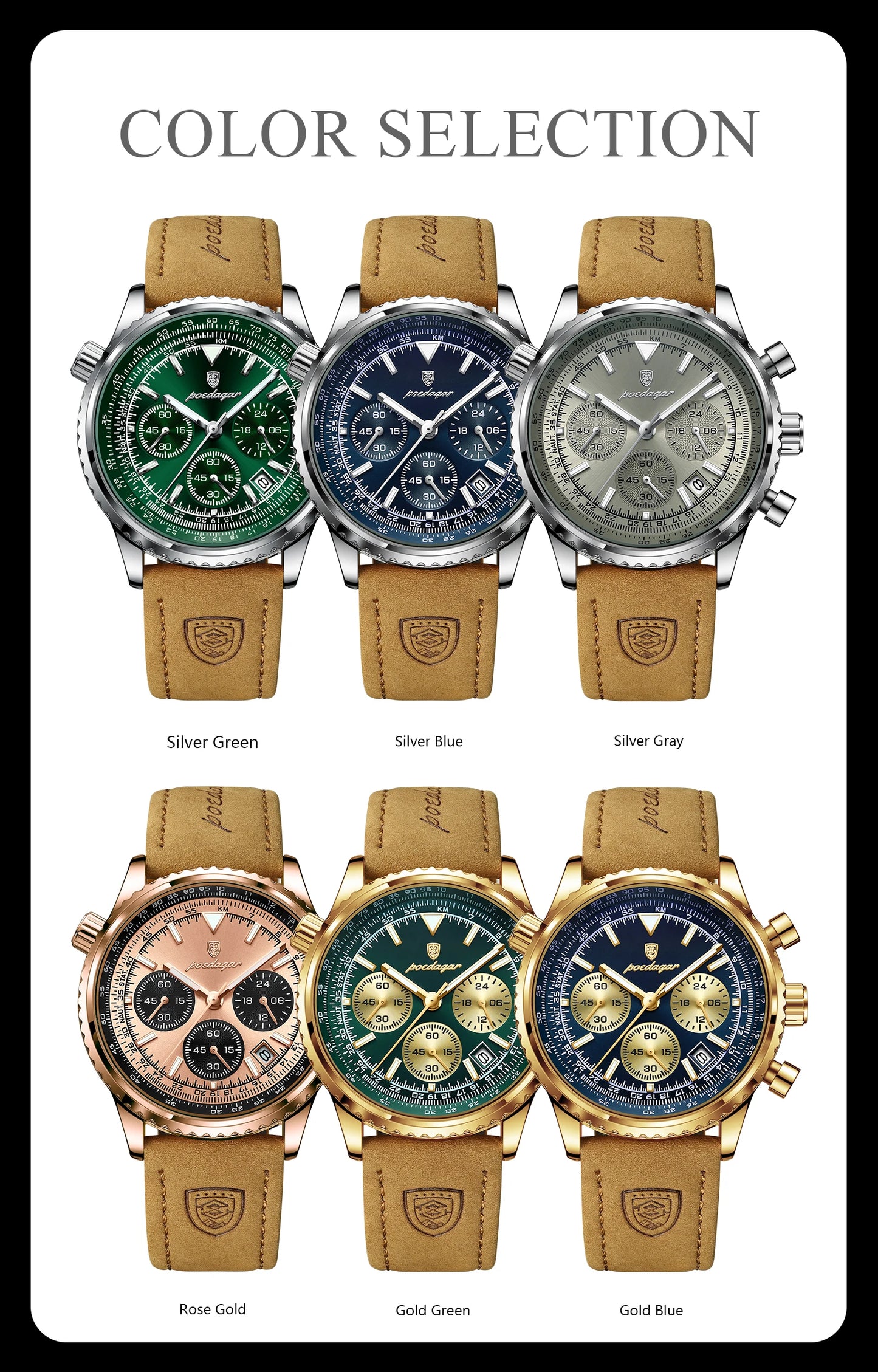 Charon Luxus Herren uhr  Wasserdicht Chronograph Leder