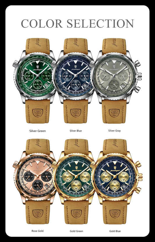 Charon Luxus Herren uhr  Wasserdicht Chronograph Leder