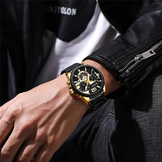 Hadrian Chrono Watch – Military Sport, Waterproof & Stainless Steel Elegance