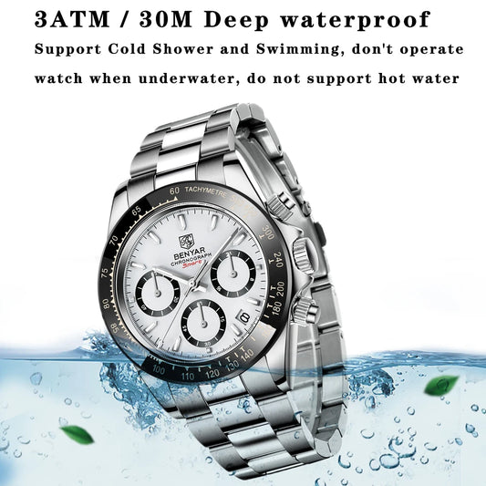 Augustus Chrono Watch – Luxury Steel, Waterproof & Precision Quartz