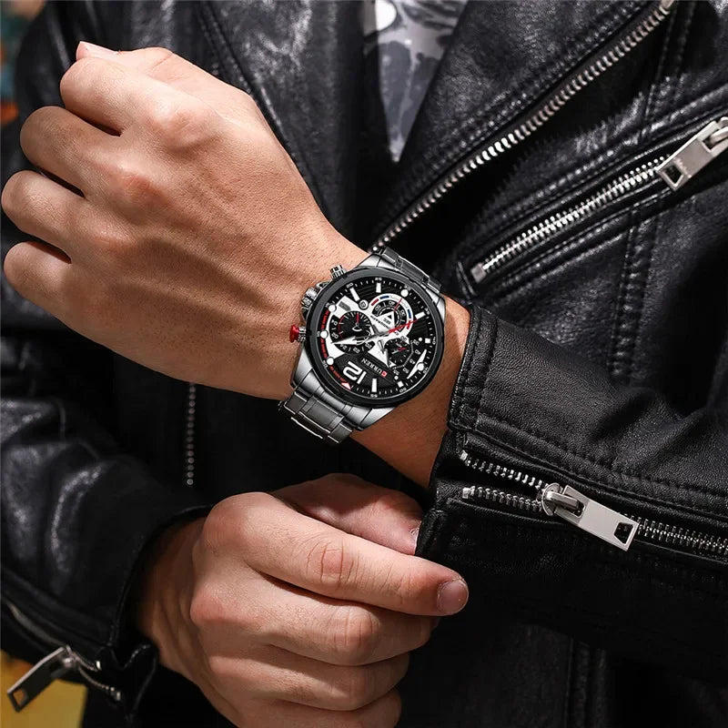 Hadrian Chrono Watch – Military Sport, Waterproof & Stainless Steel Elegance