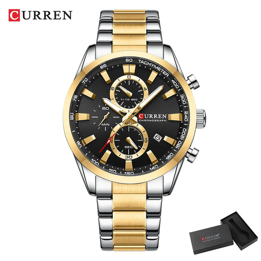 Flavius Chrono Watch – Sporty Elegance, Stainless Steel & Date Display