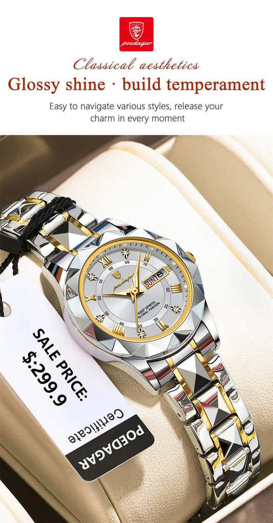 Seneca Edelstahl Elegante Damen Uhr