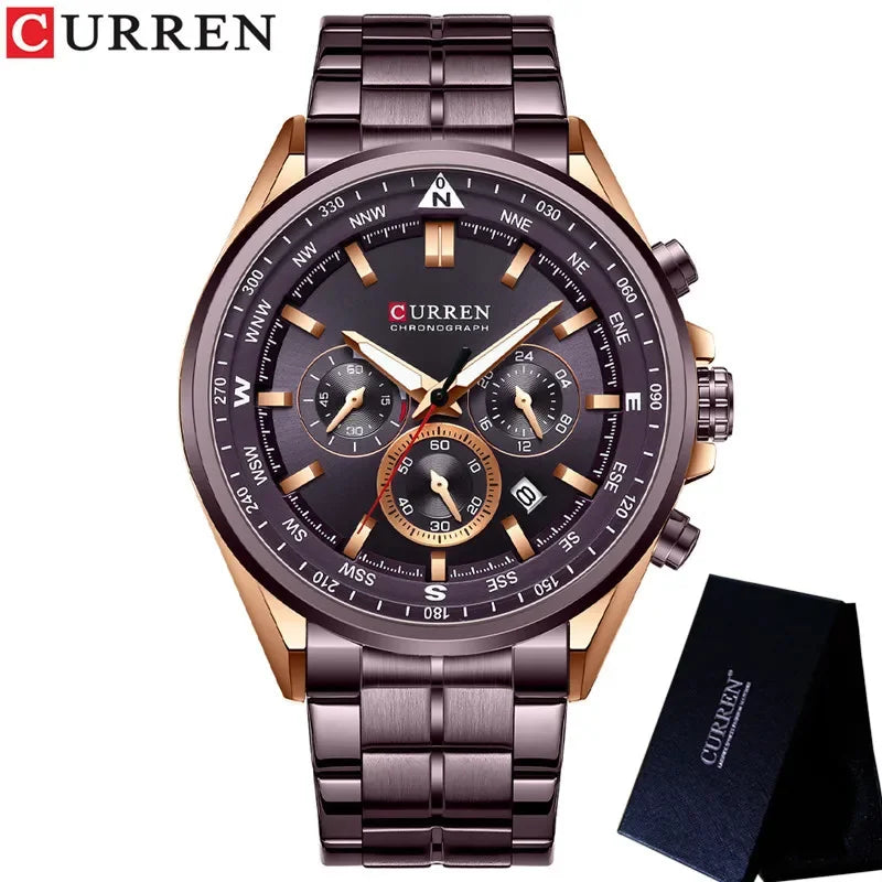 Cassius Chrono Watch – Military Sport, Waterproof & Silver Steel Design