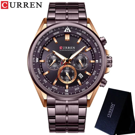 Cassius Chrono Watch – Military Sport, Waterproof & Silver Steel Design