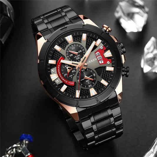Hadrian Chrono Watch – Military Sport, Waterproof & Stainless Steel Elegance