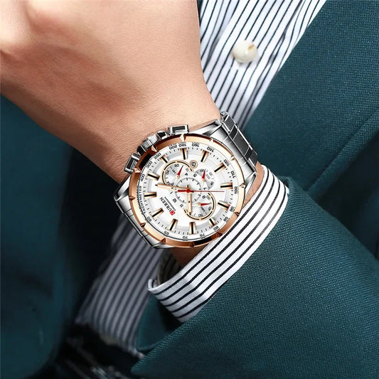 Hadrian Chrono Watch – Military Sport, Waterproof & Stainless Steel Elegance