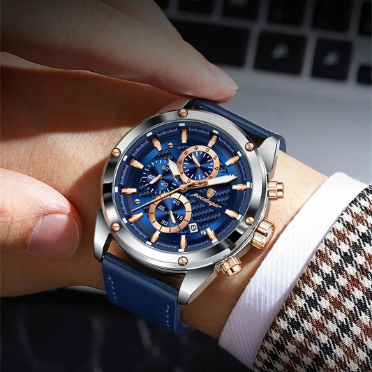 Maximus Sport Watch – Military Style, Waterproof, Luminous & Leather Quartz Chrono