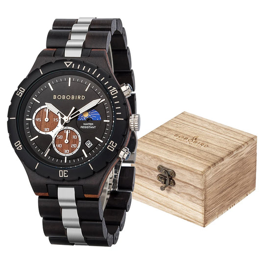 Diomedes Wooden Watch – Luxury Chronograph, Military Quartz Precision