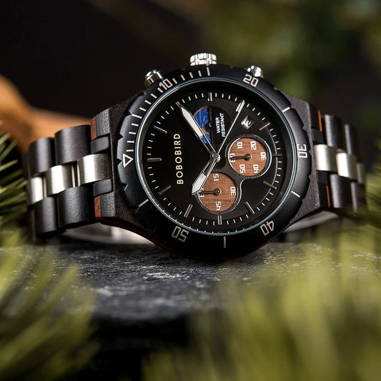 Diomedes Wooden Watch – Luxury Chronograph, Military Quartz Precision