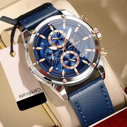 Maximus Sport Watch – Military Style, Waterproof, Luminous & Leather Quartz Chrono