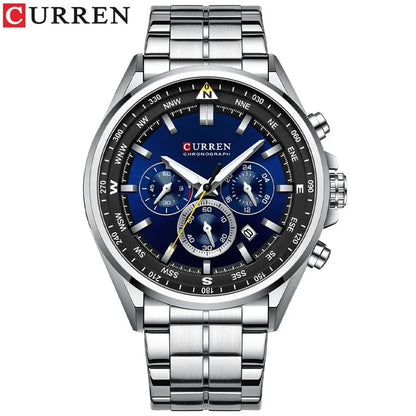 Cassius Chrono Watch – Military Sport, Waterproof & Silver Steel Design