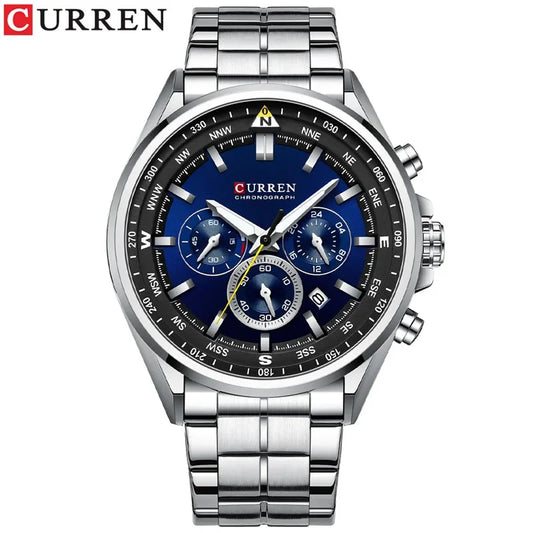 Cassius Chrono Watch – Military Sport, Waterproof & Silver Steel Design